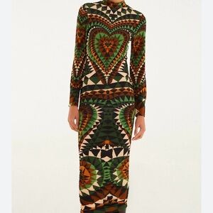 Farm Rio Multicolor Heart Deco Long Sleeve Jersey Dress size Small NWT